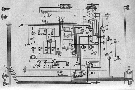 Оригинальная схема проводки ГАЗ 53