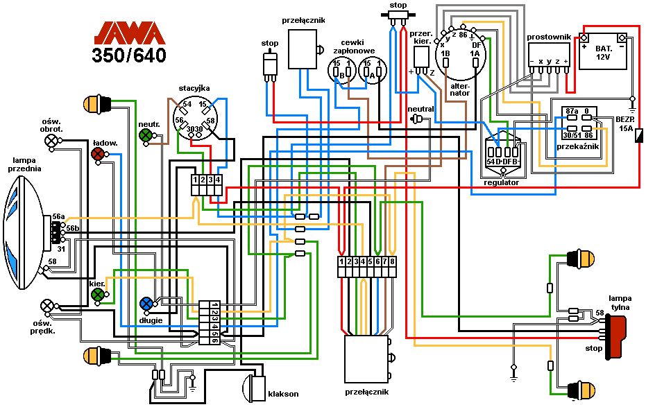 Оригинальное фото электросхемы модели 640 на чешском языке Оригинальное фото электросхемы модели 640 на чешском языке