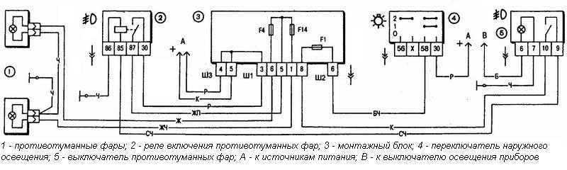 Прилагаемая к комплекту схема установки противотуманных фар на ВАЗ 2110 поможет в монтаже Прилагаемая к комплекту схема установки противотуманных фар на ВАЗ 2110 поможет в монтаже