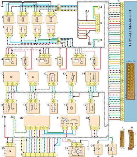 схема электропроводки ваз 21124