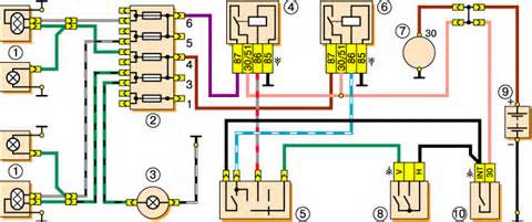 Схема включения фар