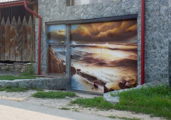 Красивая аэрография на гараже море Красивая аэрография на гараже море