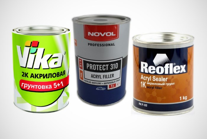 Примеры акриловых автомобильных грунтовок Примеры акриловых автомобильных грунтовок
