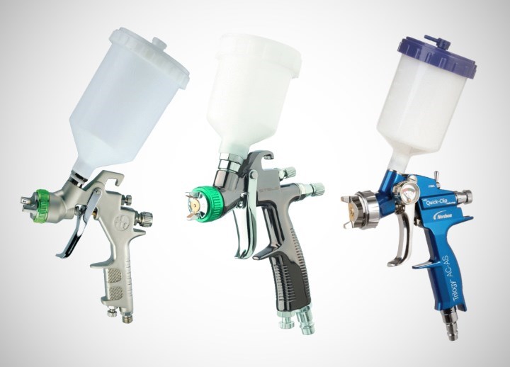 Краскораспылители LVLP (слева направо): Jonnesway JA-25G, Stels AG 970 и TRILOGY GP Краскораспылители LVLP (слева направо): Jonnesway JA-25G, Stels AG 970 и TRILOGY GP