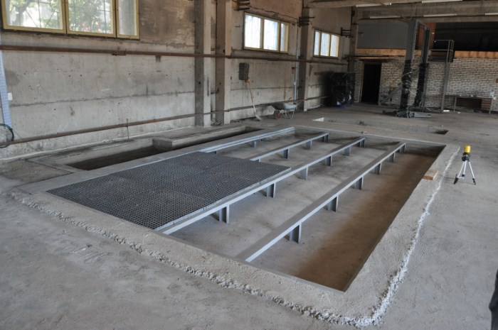 Конструкция пола в покрасочной камере для размещения фильтров Конструкция пола в покрасочной камере для размещения фильтров